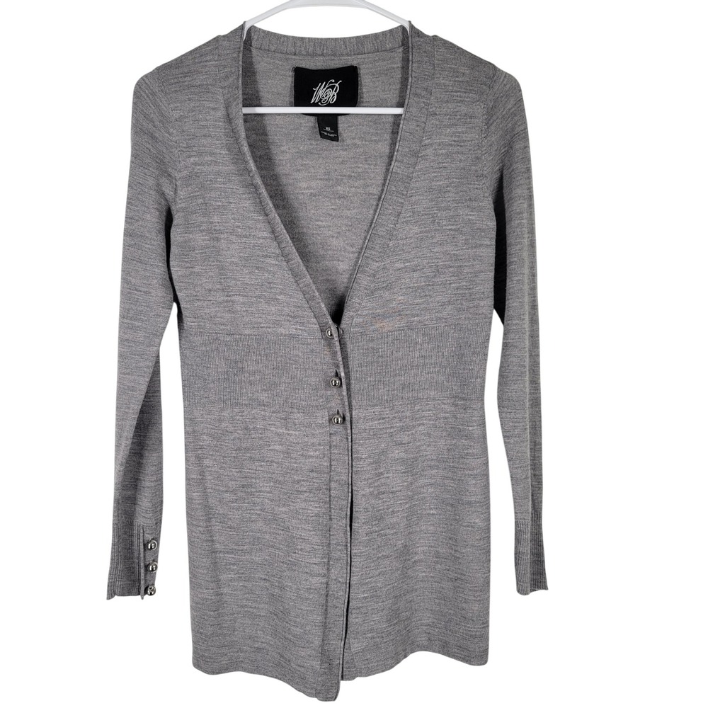 100% Wool Knit Cardigan Womens Sz XS W&B‎ Babydoll Minimalist Quiet Luxury